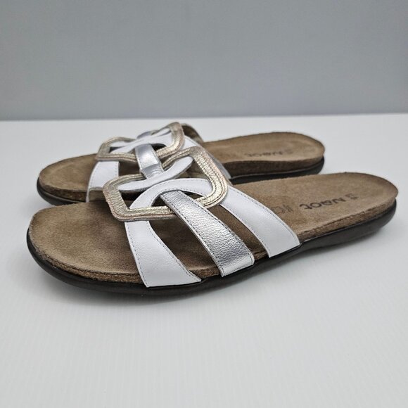 Naot Liv Slide Sandal Womens EU 40 Metallic Leather Cork Footbed Comfort Slip On - Picture 13 of 13